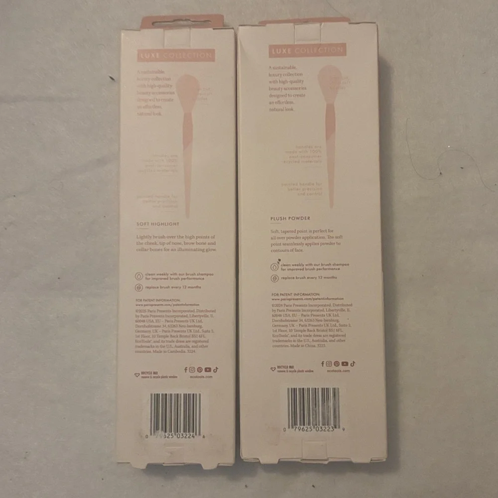 ecotools Luxe Blush Pink & White Luxe Soft Highlight/ Plush Powder Brush Duo